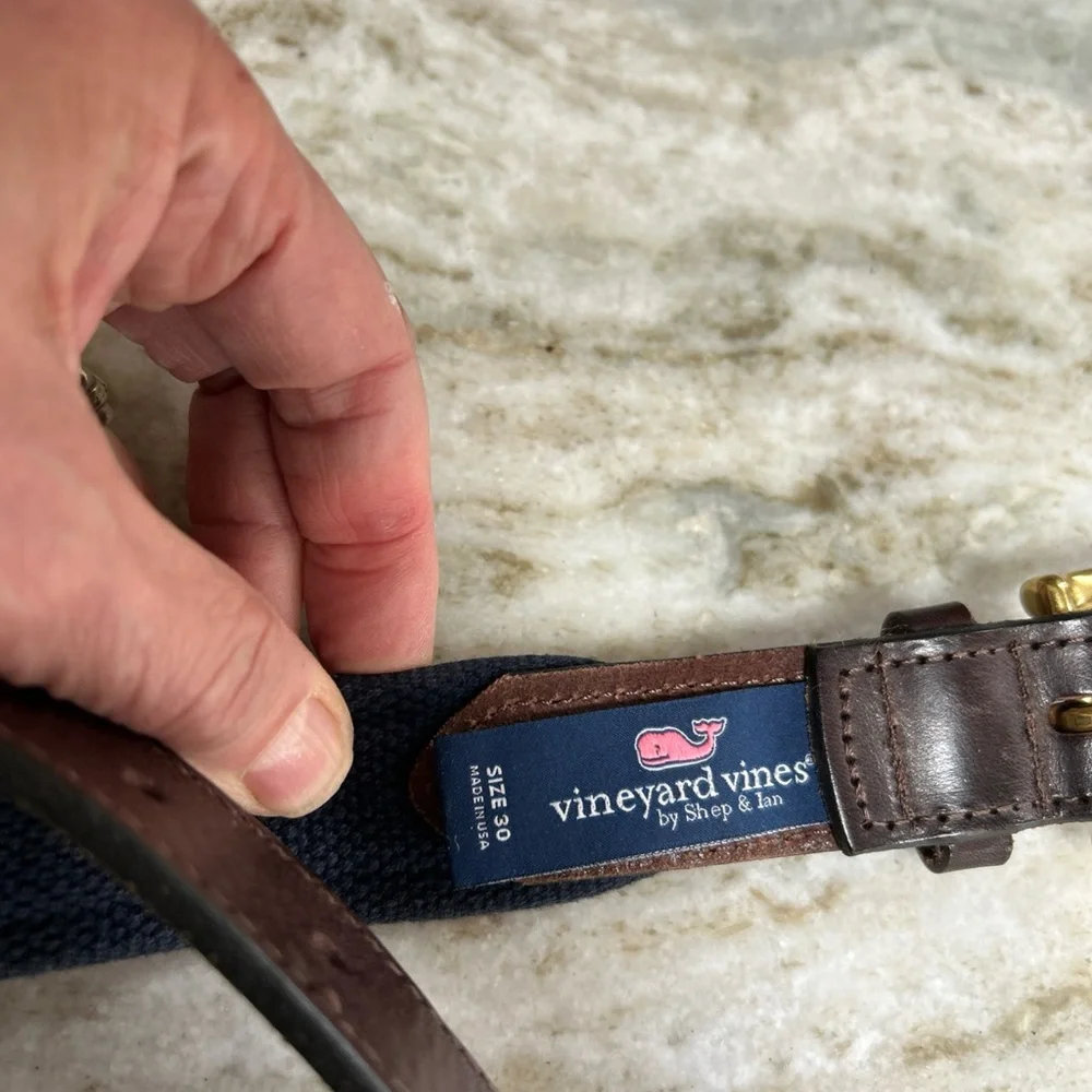 VINEYARD VINES BOYS CLASSIC CLUBHOUSE BELT GREEN WHALES SZ 30